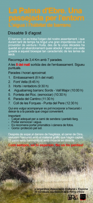 Una passejada per l’entorn. L’aigua i l’hàbitat de barranc